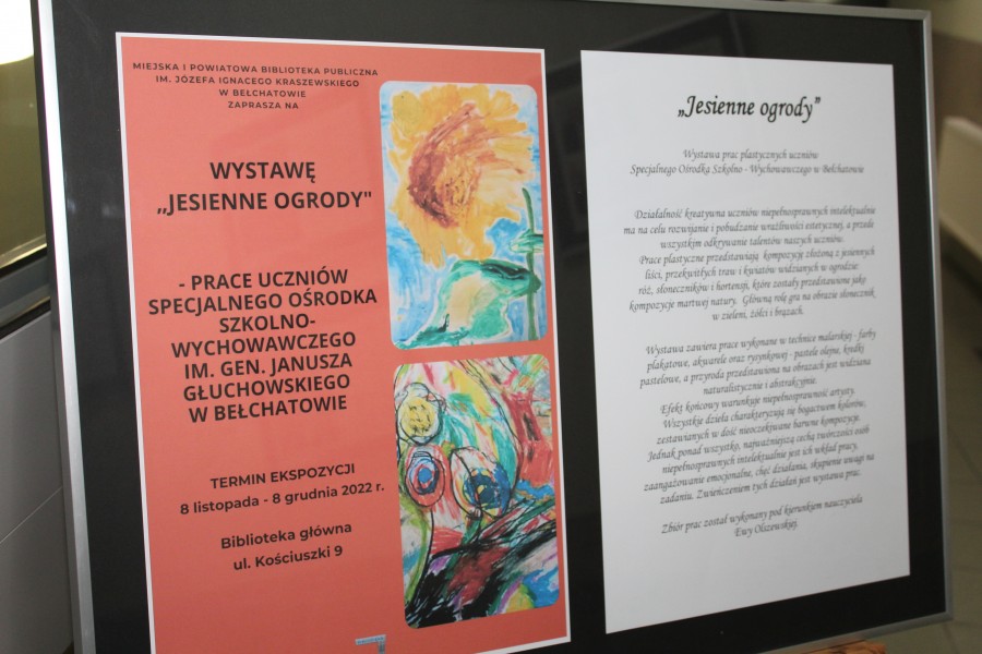Wystawa prac uczniów ze SOSW im. Janusza Głuchowskiego w Bełchatowie pt. 