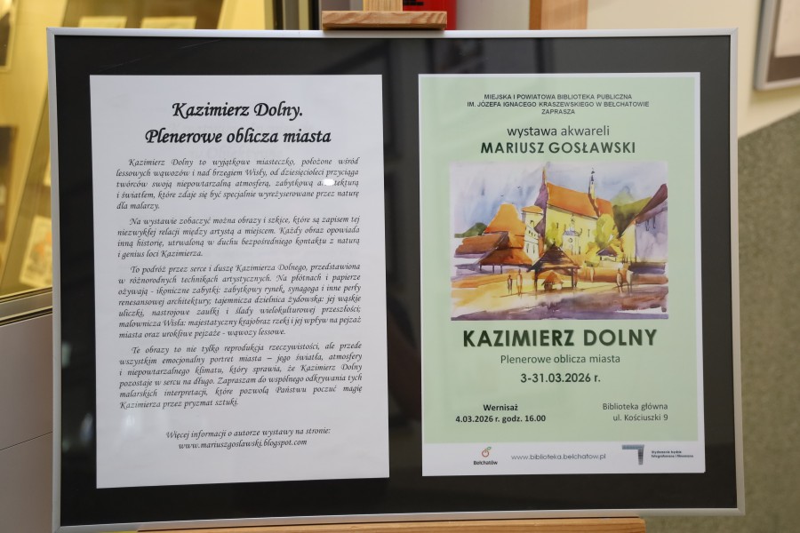 Wystawa akwareli Mariusza Gosławskiego pt. "Kazimierz Dolny. Plenerowe oblicza miasta"