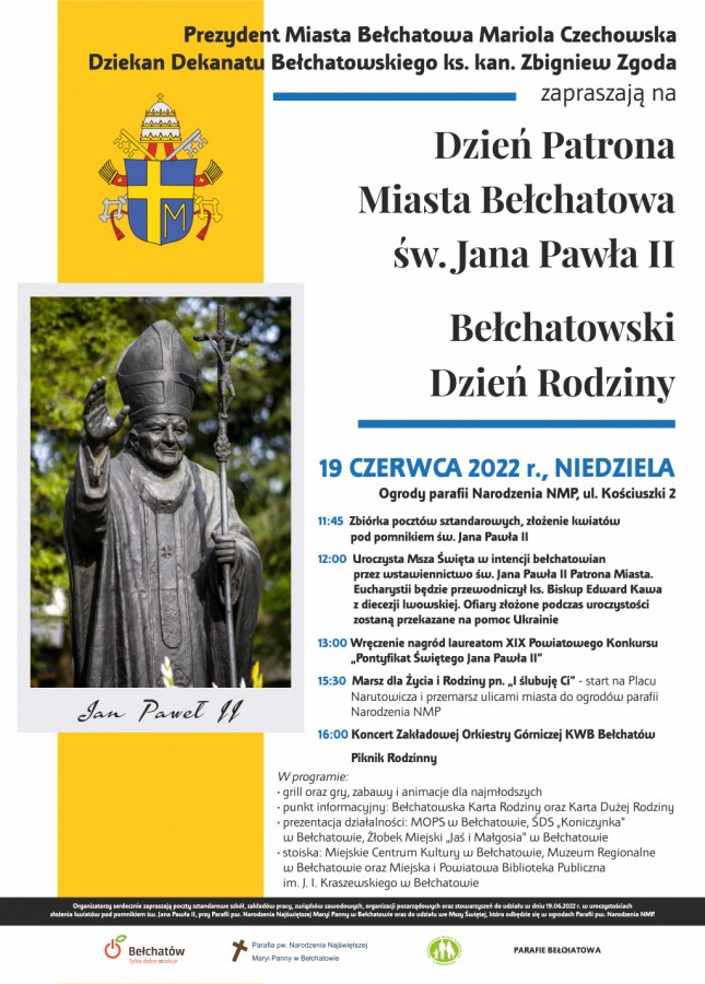 Aktualności: Dzień Patrona Miasta Bełchatowa św. Jana Pawła II oraz Bełchatowski Dzień Rodziny